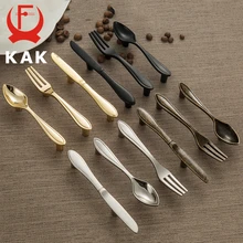 KAK 5PCS Fashion Zinc Alloy Cabinet Handles Kitchen Spoon Fork Knife Cupboard Handles Drawer Knobs Novelty Furniture Handle 76mm fixmee fixmee new creative spoon knife fork kitchen cabinet closet drawer handle pulls 76mm