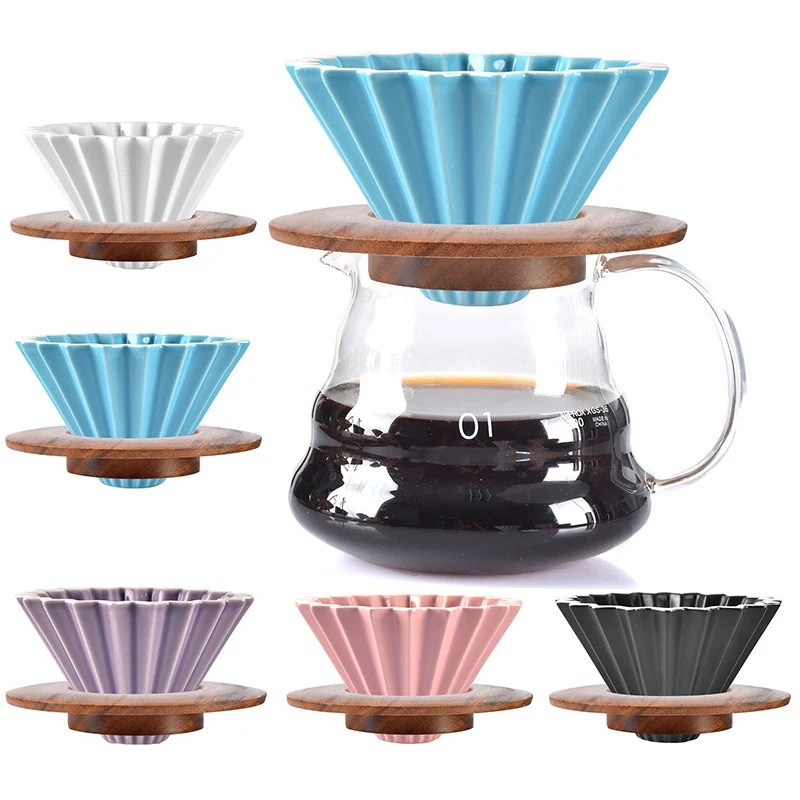 

Ceramic Coffee Dripper Engine V60 Style 1-2 Cups Coffee Drip Filter Cup Permanent Pour Over Coffee Maker with Coffee Set Tools