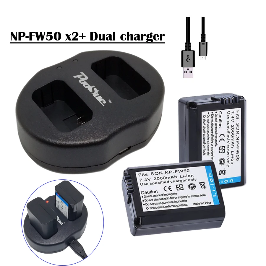 

FOR SONY npfw50 np fw50 Battery + LCD USB Dual np-fw50 Charger for Sony Alpha a6500 a6300 a6000 a5000 a3000 NEX-3 a7R a7S NEX-7