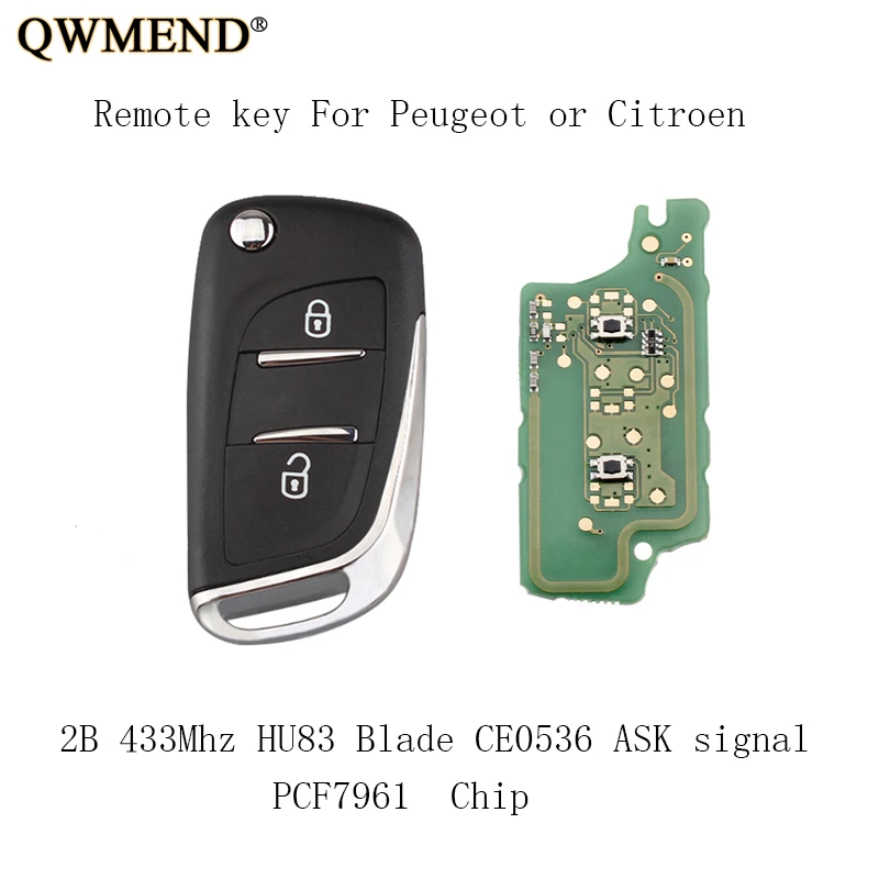 QWMEND модифицированный Флип Полный дистанционный ключ DIY для PEUGEOT 207 208 307 308 408 2
