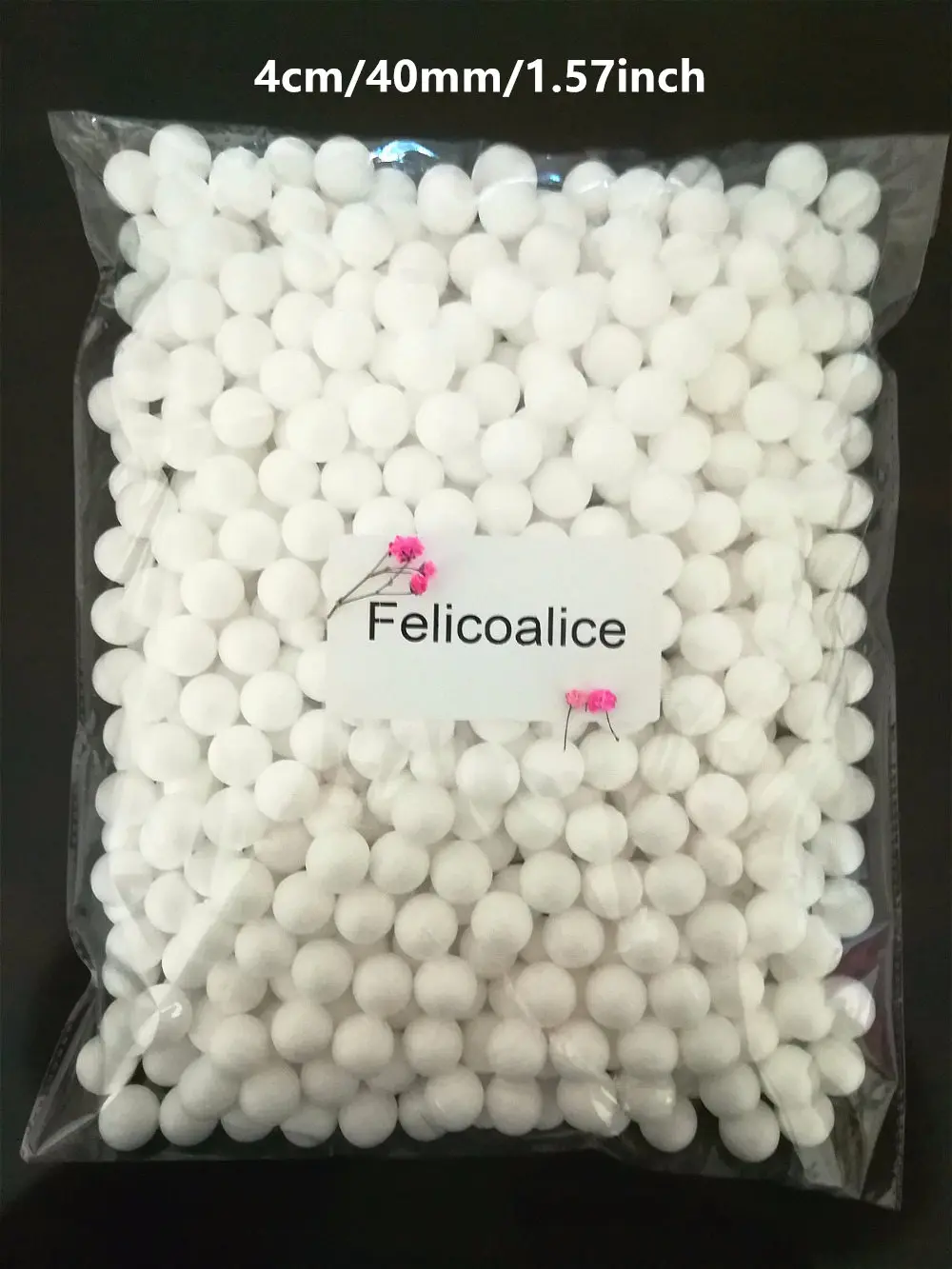 

4cm 100pcs Natural White Styrofoam Round Balls DIY Handmade Craft Painted Ball 40mm 1.57inch