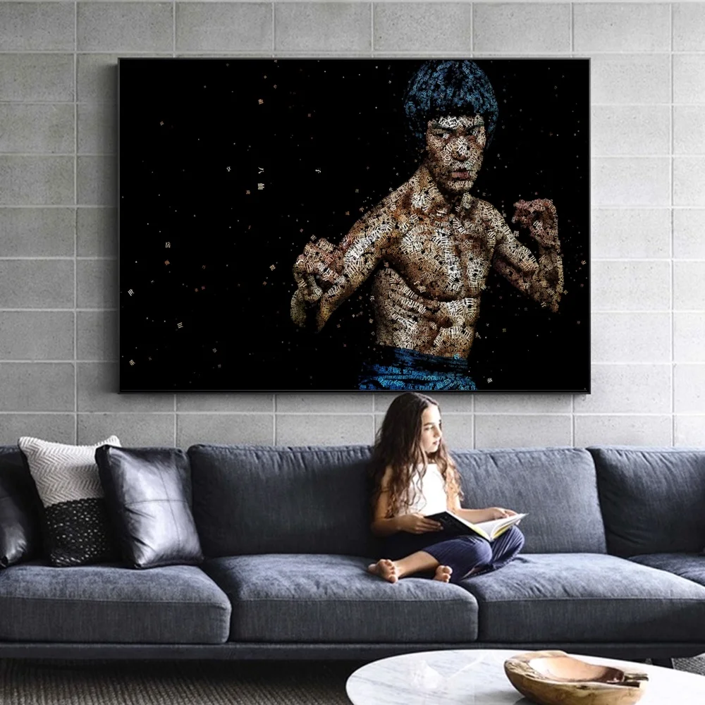 

Typographic Word Art Brucee Lee Poster Wall Art Portrait Canvas Painting Pictures for Living Room Scandinavian Home Decor