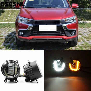 

3-IN-1 Functions Auto LED For Mitsubishi ASX 2011-2018 DRL Daytime Running Light Car Projector Fog Lamp with yellow signal Lamp