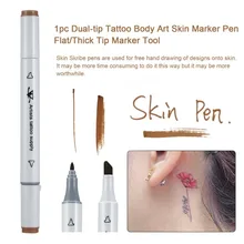 Горячая Татуировка чернила двойной кончик татуировки боди-арт пирсинг кожи Маркер ручка плоский/толстый наконечник Маркер Инструмент художника татуировки поставка аксессуары