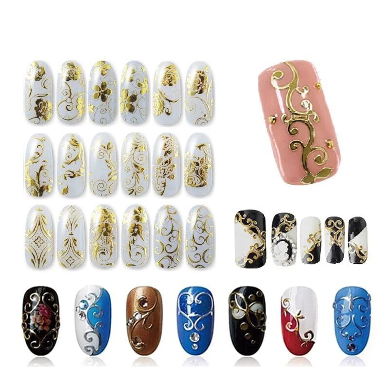 

5 Set 3D Metallic Nail Art Stickers Water Decals Flowers Stickers For Nails Mix Designs Nail Tips Decoration Manicure Supplies