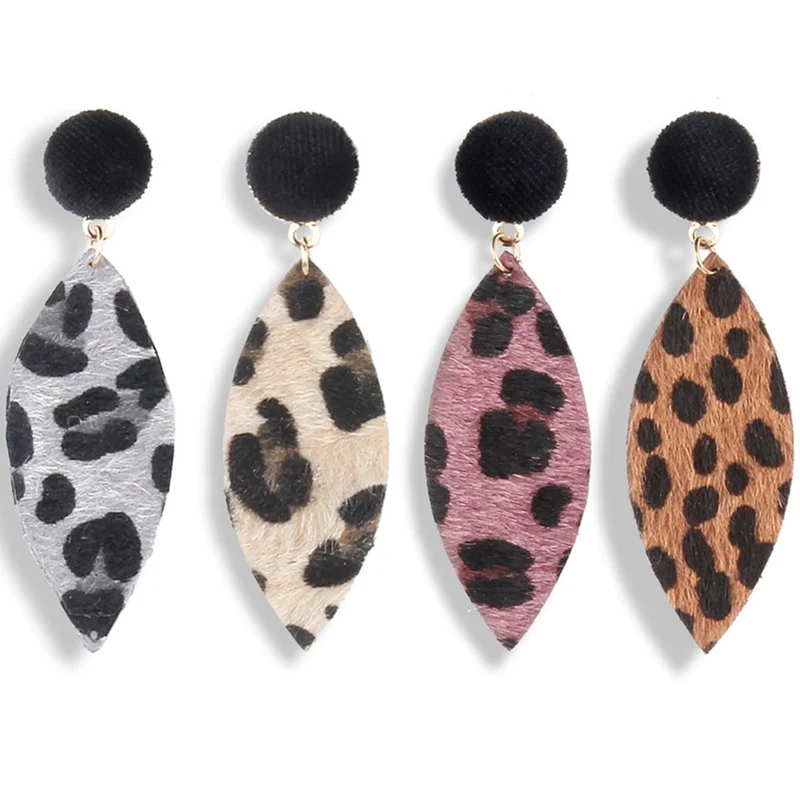 

2019 Fashion Cloth Leopard Earrings Leopard Print Pu Leather Leaf Dangle Earrings Vintage Statement Geometric