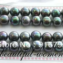 > 16 пар 12 мм круглые серьги с черным жемчугом