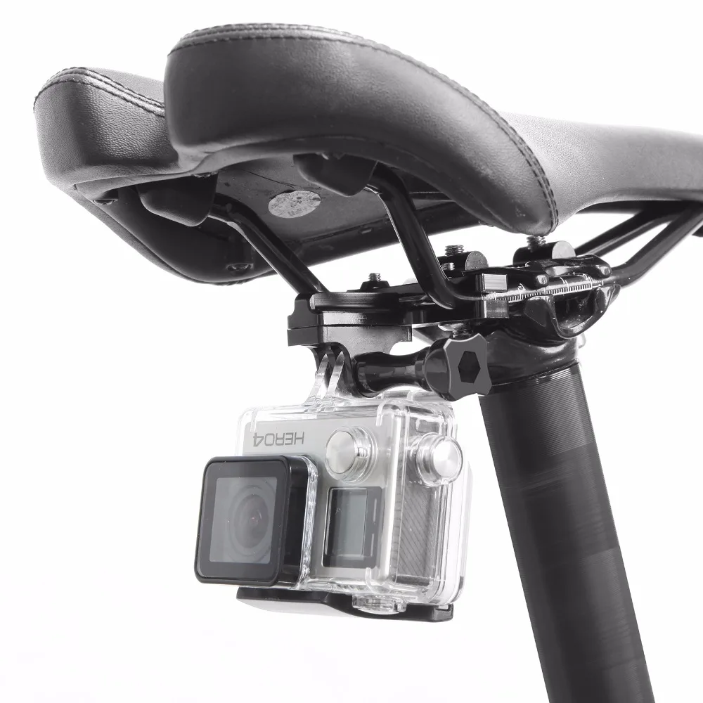 Aluminum GoPro Accessories Bicycle Saddle Rail Seat Lock Mount For Go pro Hero 5 4 3+ 2 1 SJ4000 xiaomi yi GP284 Clamp Bike Clip Holder (2)