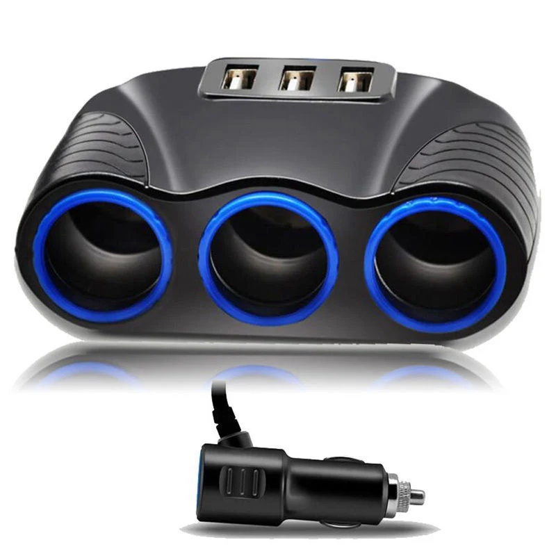 3 Way Car Cigarette Lighter Socket Splitter 3.1A 12V Three USB Charger Power Adapter USB Car Charger Cigarette Lighter Adapter (7)