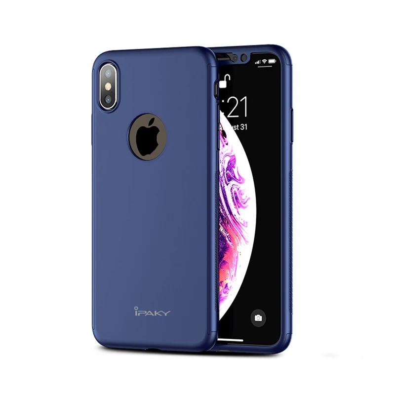 Для IPhone Xr Чехол IPaky 360 Полное покрытие для IPhone X Тонкий чехол для IPhone Xs Max ультра тонкая задняя крышка для IPhone 10 чехол s - Цвет: Blue