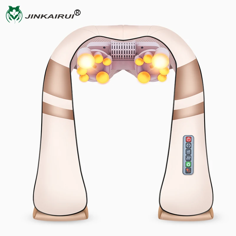 JinKaiRui forma eléctrica Shiatsu cuello espalda hombro masajeador de cuerpo Spa infrarrojos 4D amasar Massagem coche a casa de doble uso Masaje - 2