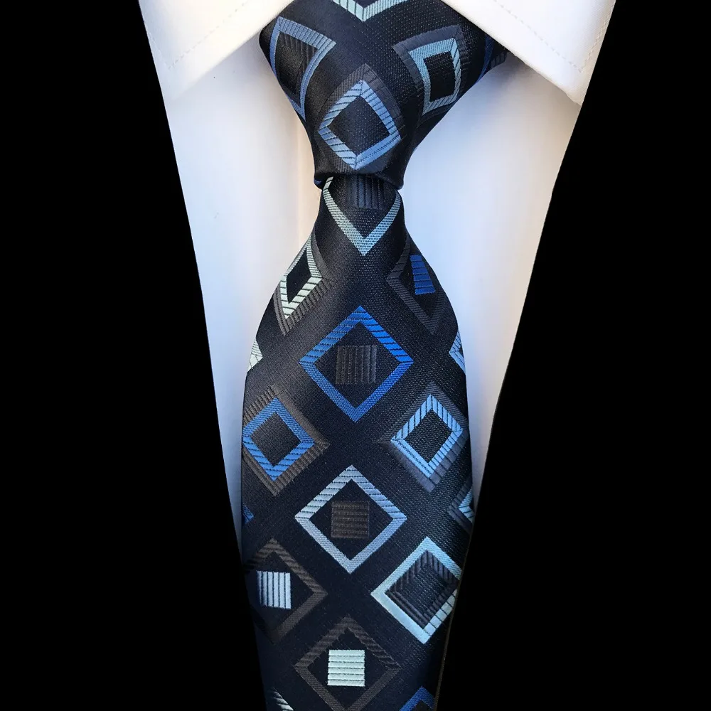Ricnais Fashion Plaid Tie Silk Jacquard Woven Wedding Tie for Men Striped Gradient Blue Red Green Necktie Suit Party Gravatas