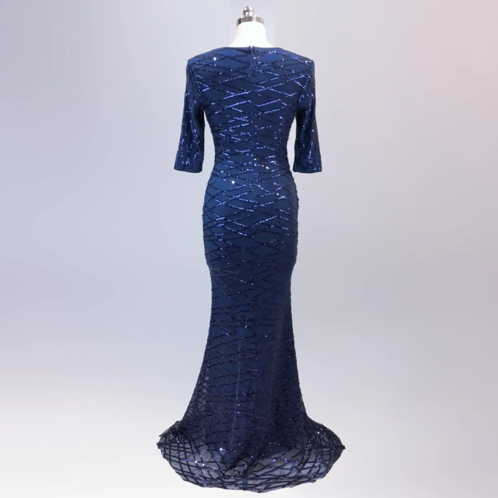 Formal dress Bead Half sleeve stripe Slim TrumpetMermaid Host Club night Long Party Maxi Dress for woman (1)