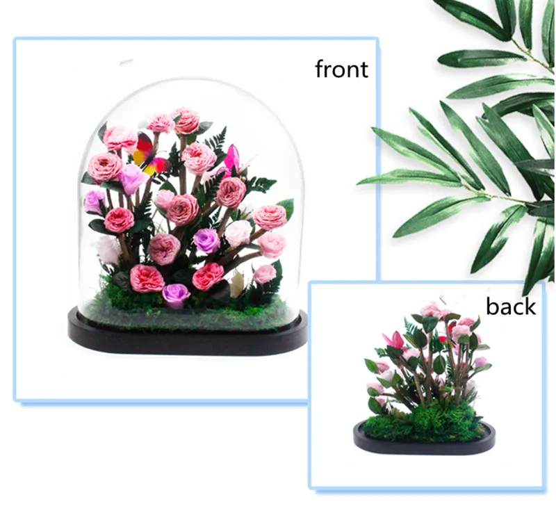 35 см большой стеклянный купол ваза с персервированным цветком украшения дома креативный стеклянный купол и черная база соответствующие подарочные украшения