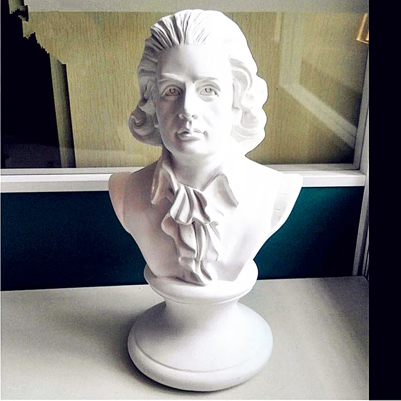 

Gypsum Wolfgang Amadeus Mozart Half-Length Photo Or Portrait Statue Resin Artwork Line Drawing Teaching Aids L1598