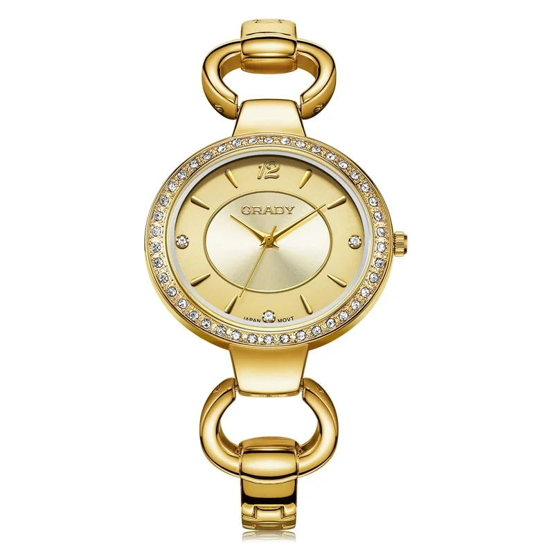 Новые модные женские часы-браслет GRADY, Золотые Кварцевые Подарочные часы, наручные часы для женщин, повседневные часы-браслет - Цвет: Gold Gold Dial