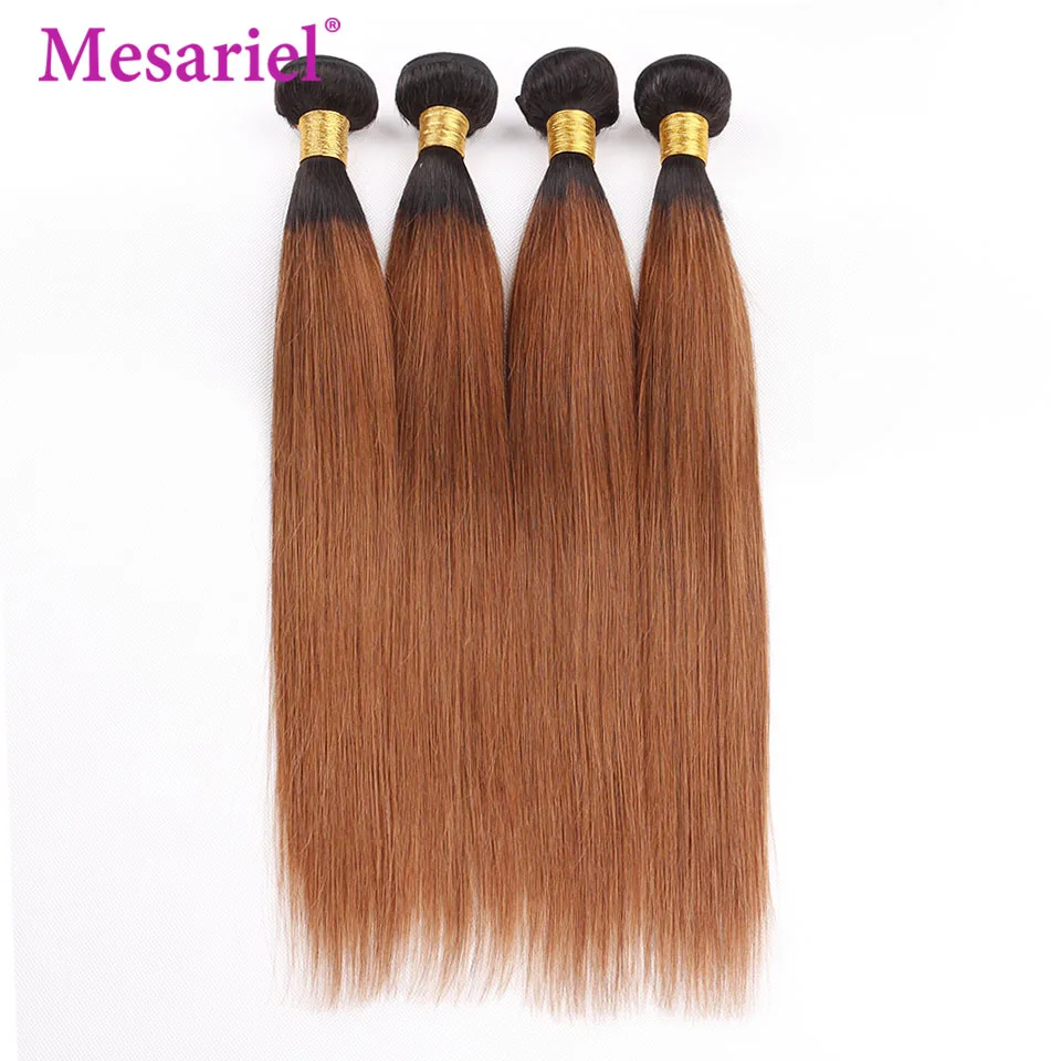 Месариэль пучки волос от светлого до темного цвета с закрытием прямые бразильские пучки волос плетение 1b-30 цвет Remy человеческие волосы