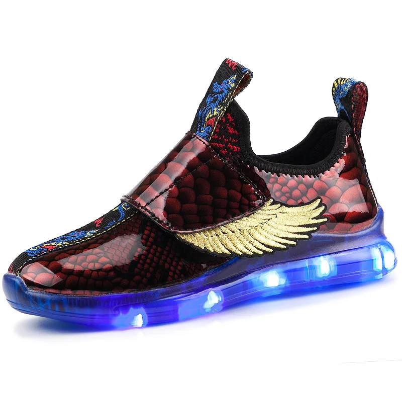

2019 Children's sports shoes sneakers for kids usb Recharge lighting shoes girls fashion wing shoes sneakers for toddler boys