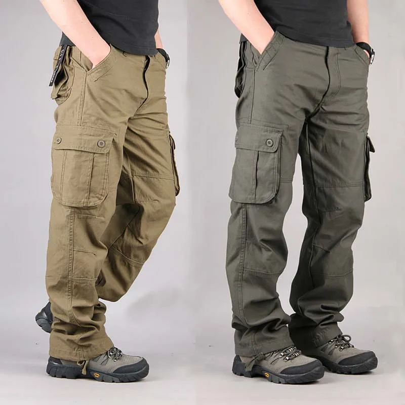Men Cargo Pants Cotton With 6 Pockets 