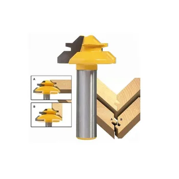 

1PC Small Lock Miter Router Bit Anti-kickback 45 Degree 1/2 Inch Stock 1/2 inch Shank Tenon Cutter for Woodworking Tools