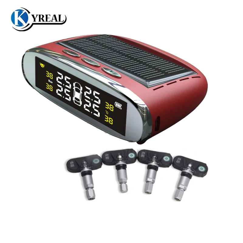 

2017 New TPMS Solar Auto Alarm Tire Sensor Wireless Easy Install LCD Display Internal Sensor Pressure Monitoring System for Car