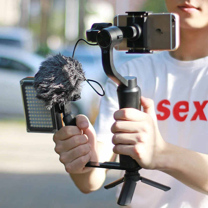 Zhiyun Smooth Q 3-Axis Gimbal Stabilizer with Boya BY-MM1 microphone Kit Vlogging following shoot for iPhone X Gopro Hero SJCAM