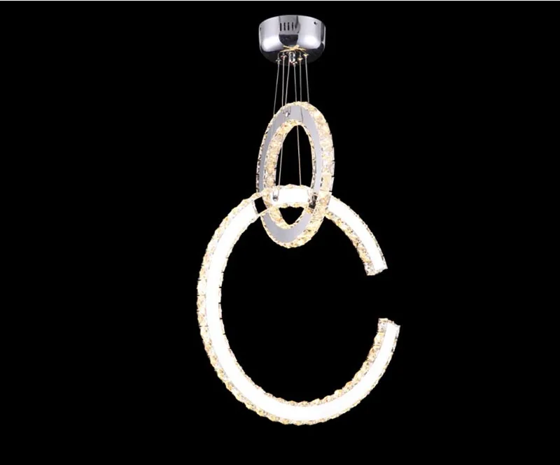 Modern led crystal chandelier light 2 Circle crystal Flush Mounted Chandeliers lamp living room Lustres for Bedroom Dining room (1)