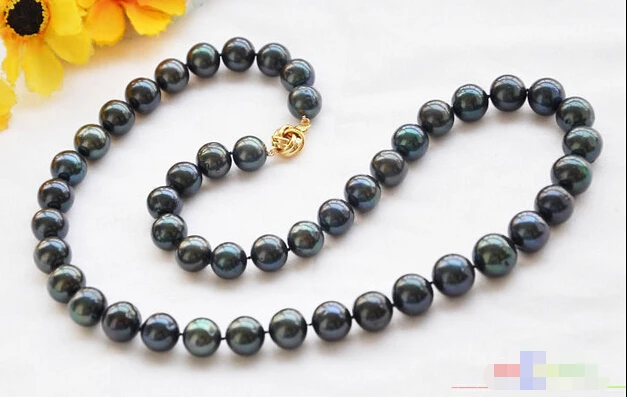 

Free shipping P4272 Huge 24" 14mm ROUND BLACK FRESHWATER PEARL NECKLACE 6.09