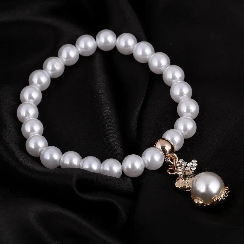  Fahsion Crystal Imitation Pearl Bracelets For Women Rabbit Pendant Bracelets & Bangles Pulseras Mujer Jewelry 165