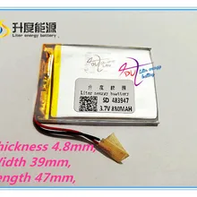 Полимерная батарея 880 mah 3,7 V 483947 умный дом MP3 колонки литий-ионная батарея для dvr, gps, mp3, mp4, сотового телефона, динамика