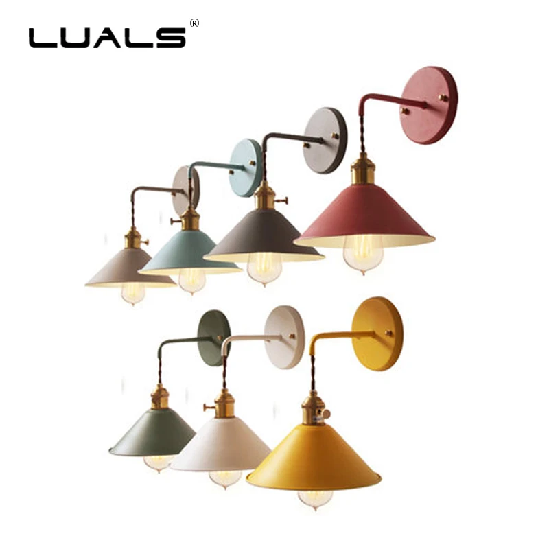 

Vintage Wall Lamp Nordic Wall Lights Macaron Art Luminaire Industrial Wall Light Fashion Deco Edison Lamps Indoor LED Lighting