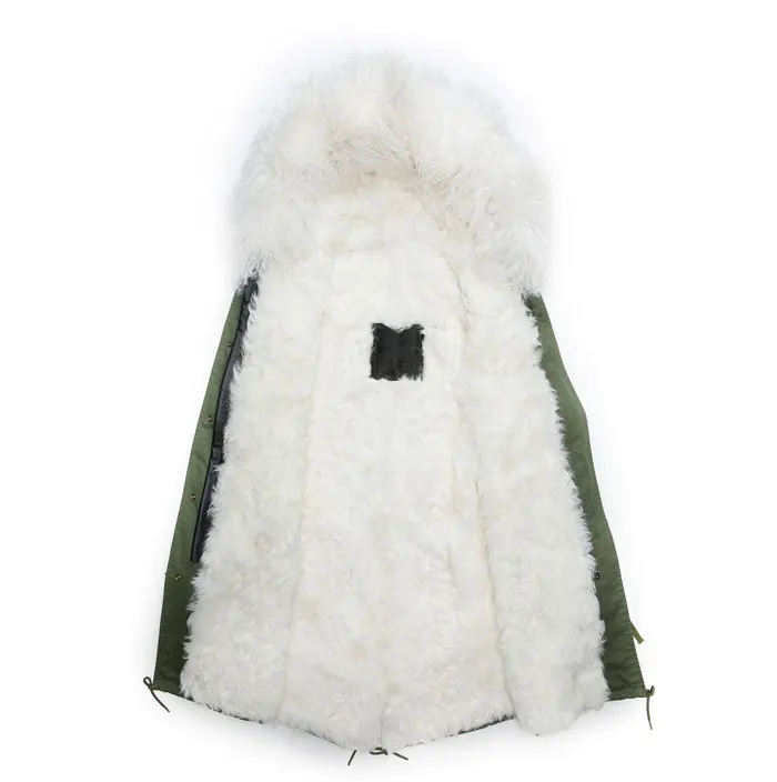 High guality long style wool coat fur Collar male white wool jacket
