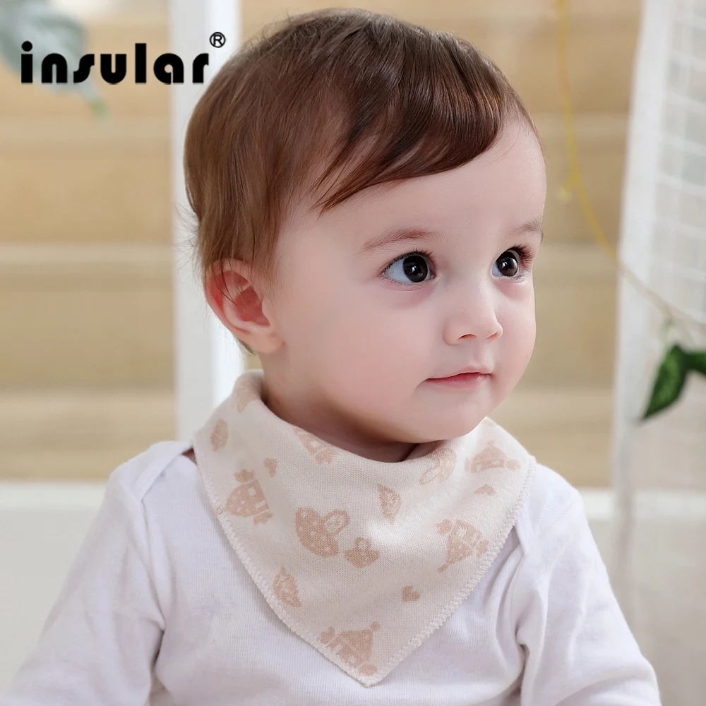 

3 PCS/LOT Insular Cotton Triangle Baby Bib Burp Cloth Hygiene Child Saliva Towels Newborn Infant Scarfs Headband Stuff for Baby
