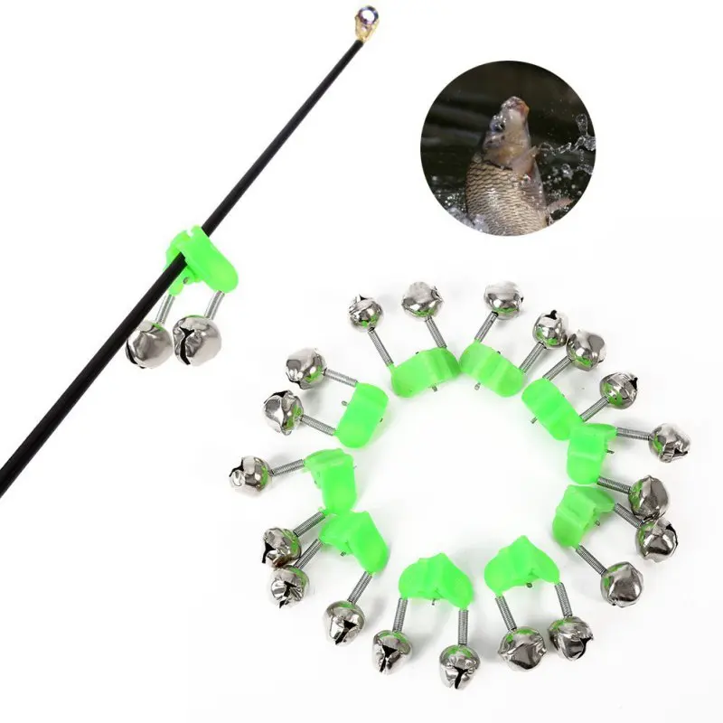

Fishing Rod Bells 10 Pcs/set Fishing Bite Alarms Rod Clamp Tip Clip Bells Ring Green ABS Fishing Accessory