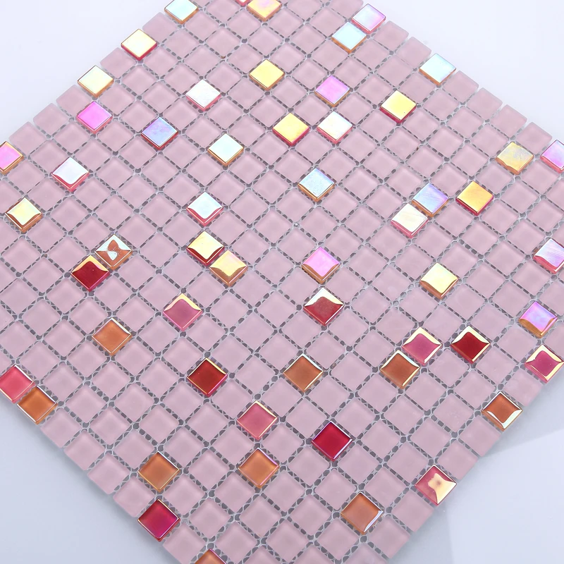 

Romantic Lovely Iridescent Red Pink Crystal Glass Mosaic Tile,Kitchen Backsplash Bathroom Shower Boutiques Showroom Wall Tiles