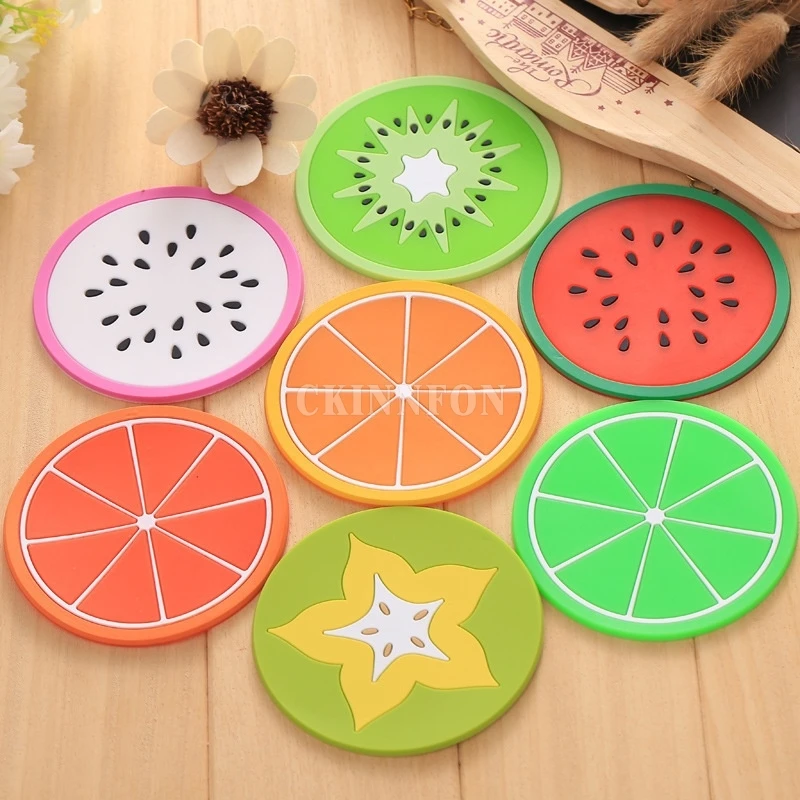 

DHL 2000PCS Fruit Shape Antiskid Heat Insulation Coaster Creative Home Kitchen Bowl Mats Placemat Table Mat Cup Meal Pad