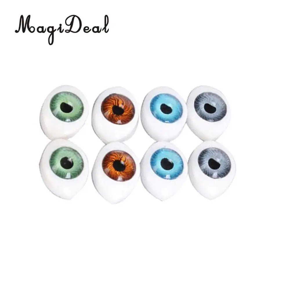 MagiDeal Plastic 4 Color 8Pcs Oval Hollow Back Plastic Eyes for Doll Mask Animal Puppets DIY Craft Toys 5mm