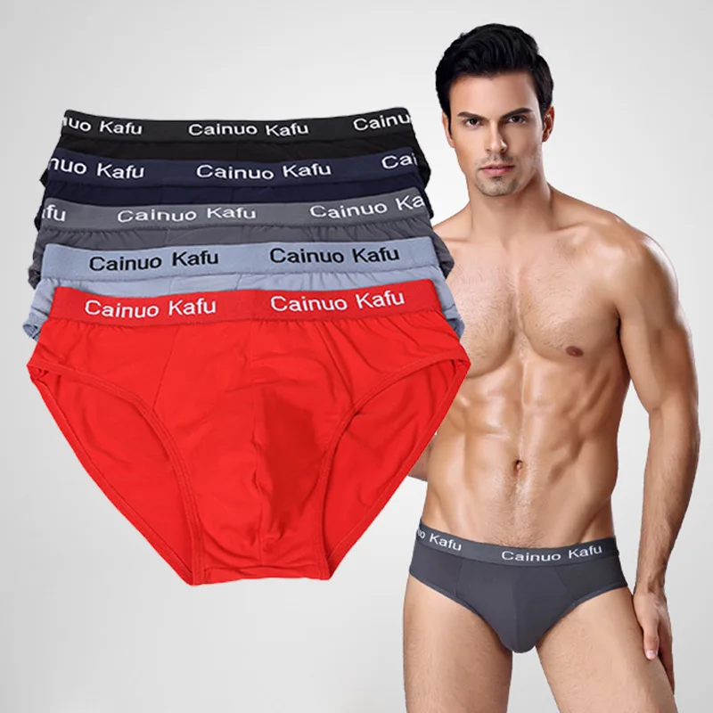 5Pcs Men’s Underwear Summer Men Briefs Male Large Size L-5XL Boy Comfortable Solid Underpants Fungi-Proofing Men Panties