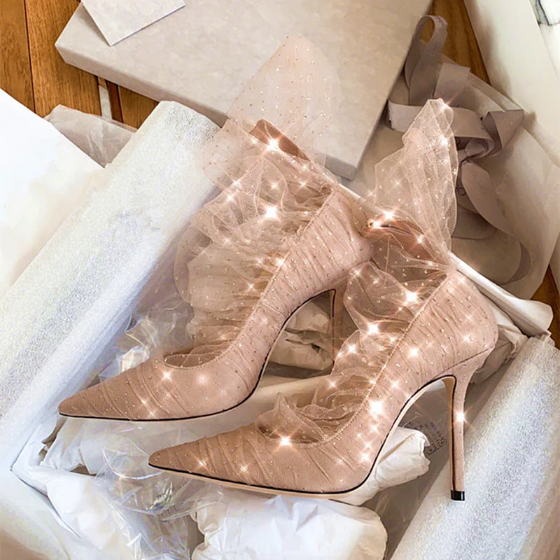 Marque Black Hee À Suede Paillettes D'été 9cm De Superposition Tulle Pompes 9cm nude Avec Haute Printemps Luxe Zapatos Chaussures Femmes Slipona Mujer wS8UFT
