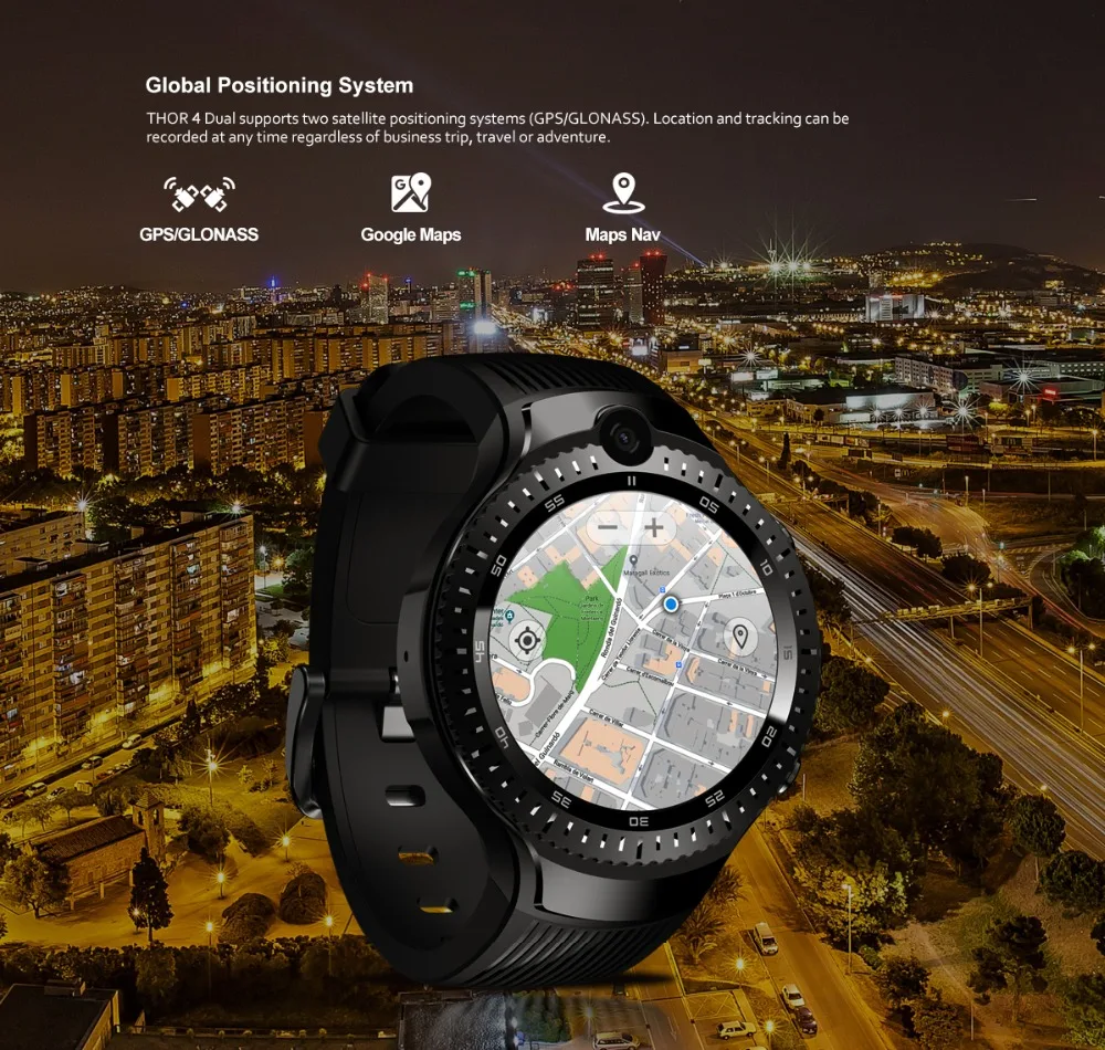 Zeblaze Thor 4 Dual 4 г умные часы 5.0MP + 5.0MP двойная камера ОС Android wifi Bluetooth HD AOMLED gps/ГЛОНАСС 16 Гб rom часы