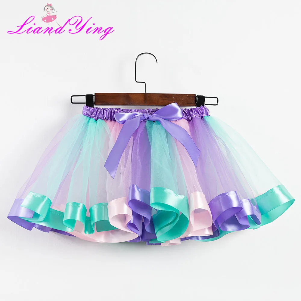 Unicorn Headband Princess Mermaid Tutu Skirt Baby Girls Clothes Rainbow Kids Party Tutu for Girls Skirts Children Ball Gown - Цвет: 6305 skirt