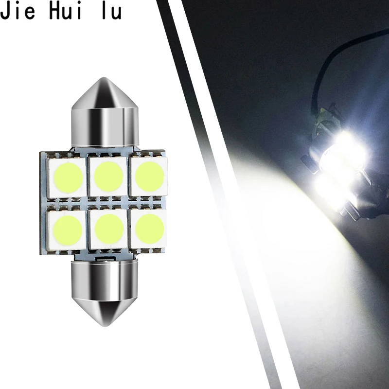 2 шт. белый 36 мм Festoon 5050 SMD 6 светодиодный C5W Автомобильный светильник лампа 12 В