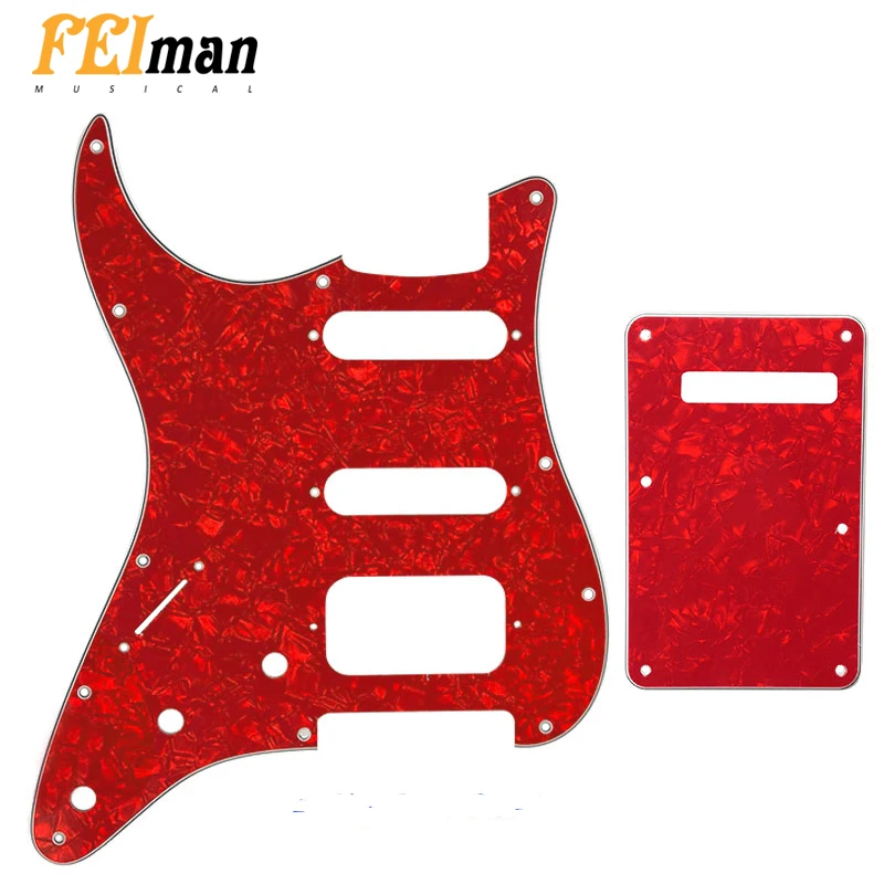 

Pleroo Guitar Accessories 11 Screw Hole Pickguards with back Scratch Plate for Left handed Standard ST HSS Guitar free shipping
