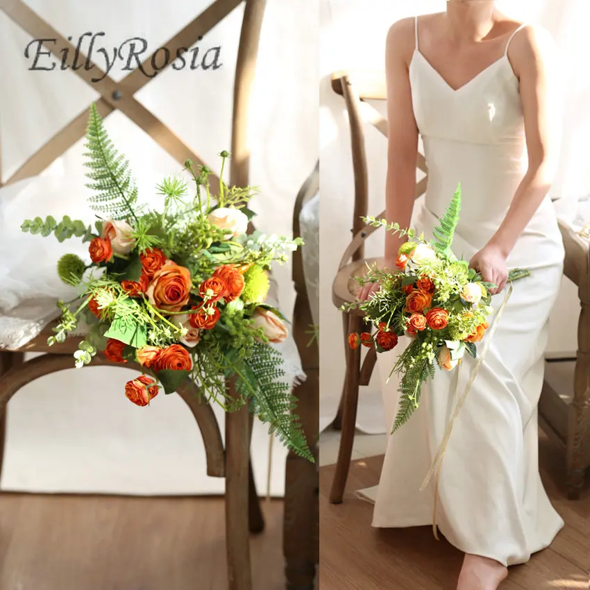 Country Wedding Flower Bouquet 2019 New Orange Bridal Bouquet