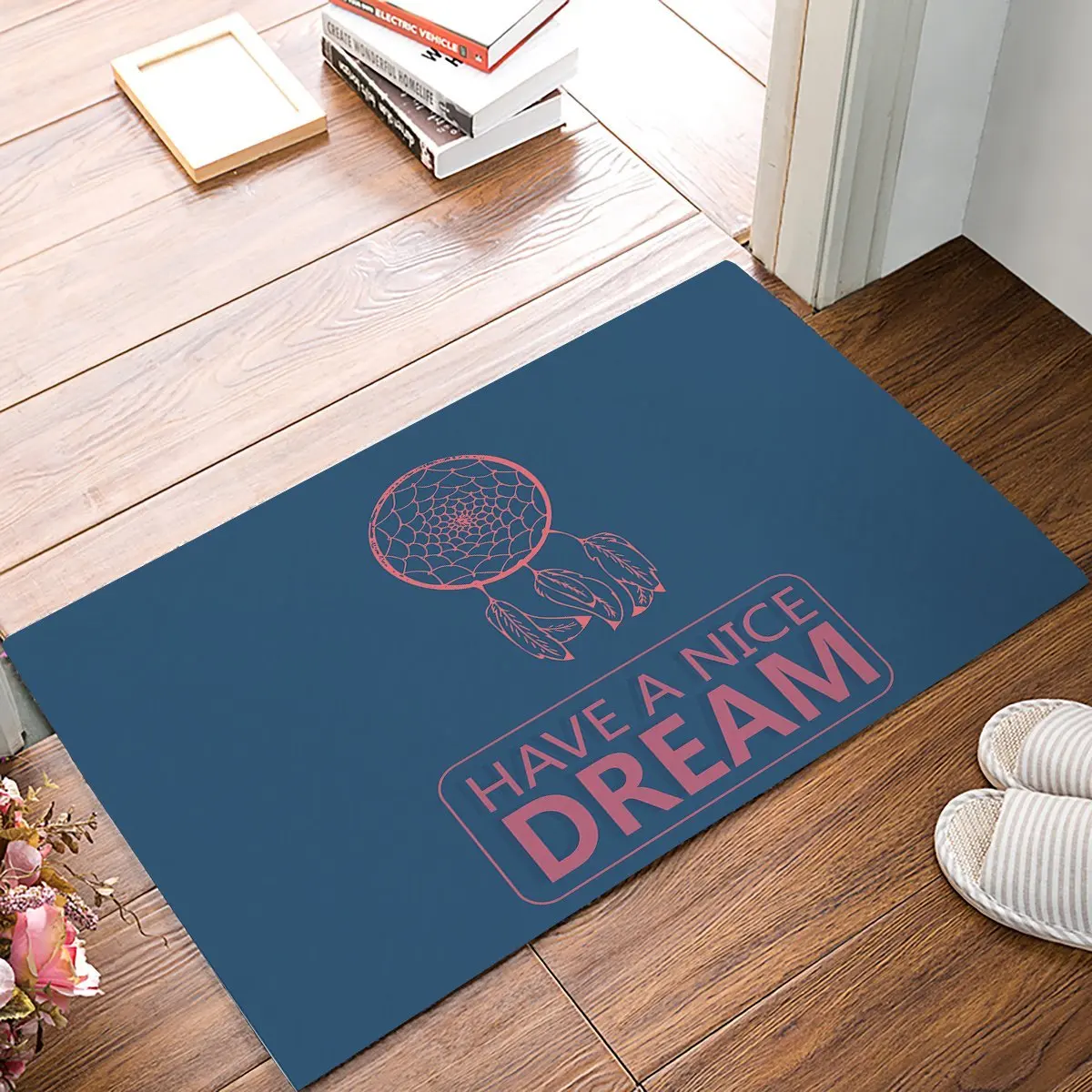 Have A Nice Dream Pink Dreamcather Simple Deep Blue Back Groud Door