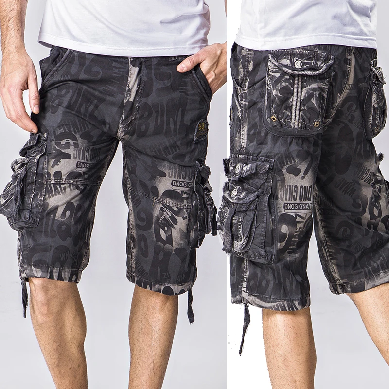 Для мужчин's Twill свободный крой камуфляжное хлопковое накладные карманы шорты