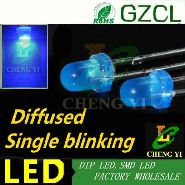 High bright 1.5Hz blue LED DIODE single blinking dip led 3mm diffused