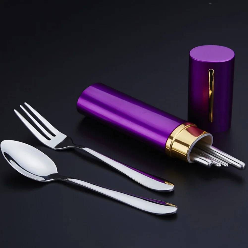 

3PCS/Set Cutlery Set Travel Spoon Fork Tableware With Storage Case Hiking Sanitary Outdoor Picnic Chopsticks Stainless Steel