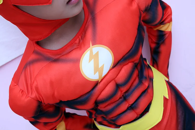 Barry Allen CostumeThe Flash Muscle DC comic Superhero Fancy Dress Kids Fantasy Movie Carnival Part
