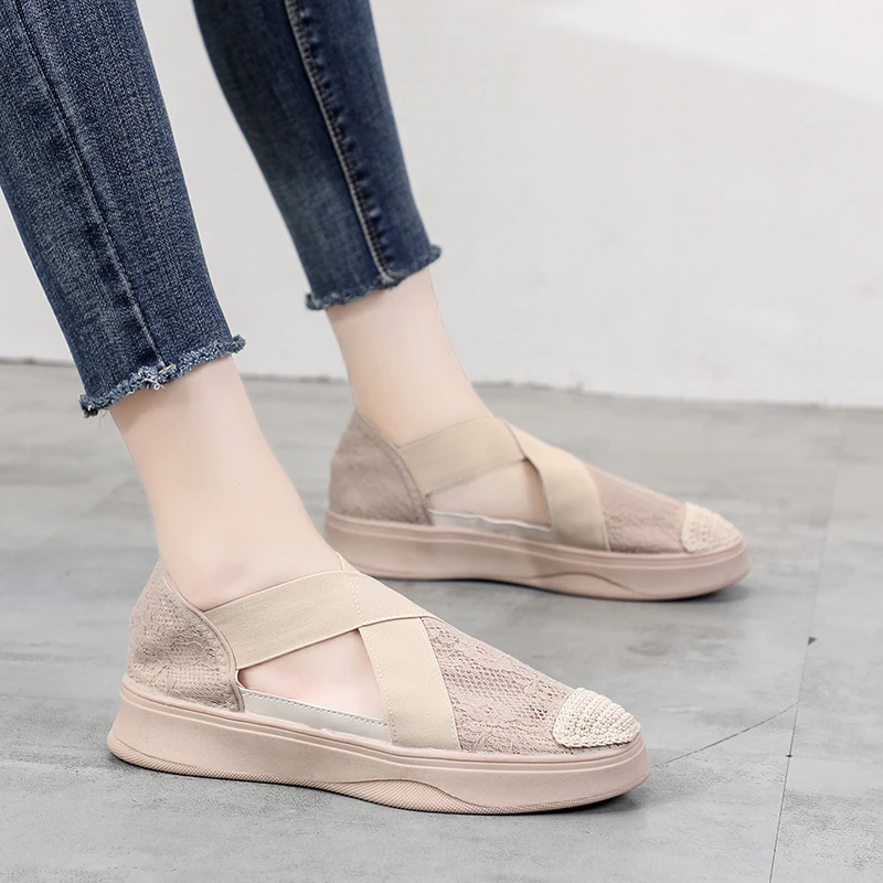 Г., новые летние женские сандалии в сдержанном стиле хлопковая обувь на плоской подошве со шнуровкой Женские повседневные кроссовки, стильная обувь
